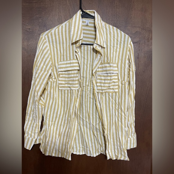 Yellow and White Stripped Button Up - Picture 1 of 2